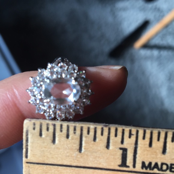 Simulated Diamond and Silver Cocktail Ring - Picture 9 of 10